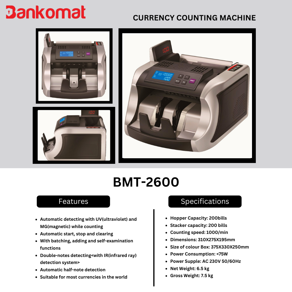 BANKOMAT BASIC NOTE COUNTING MACHINE – BMT-2600 Basic