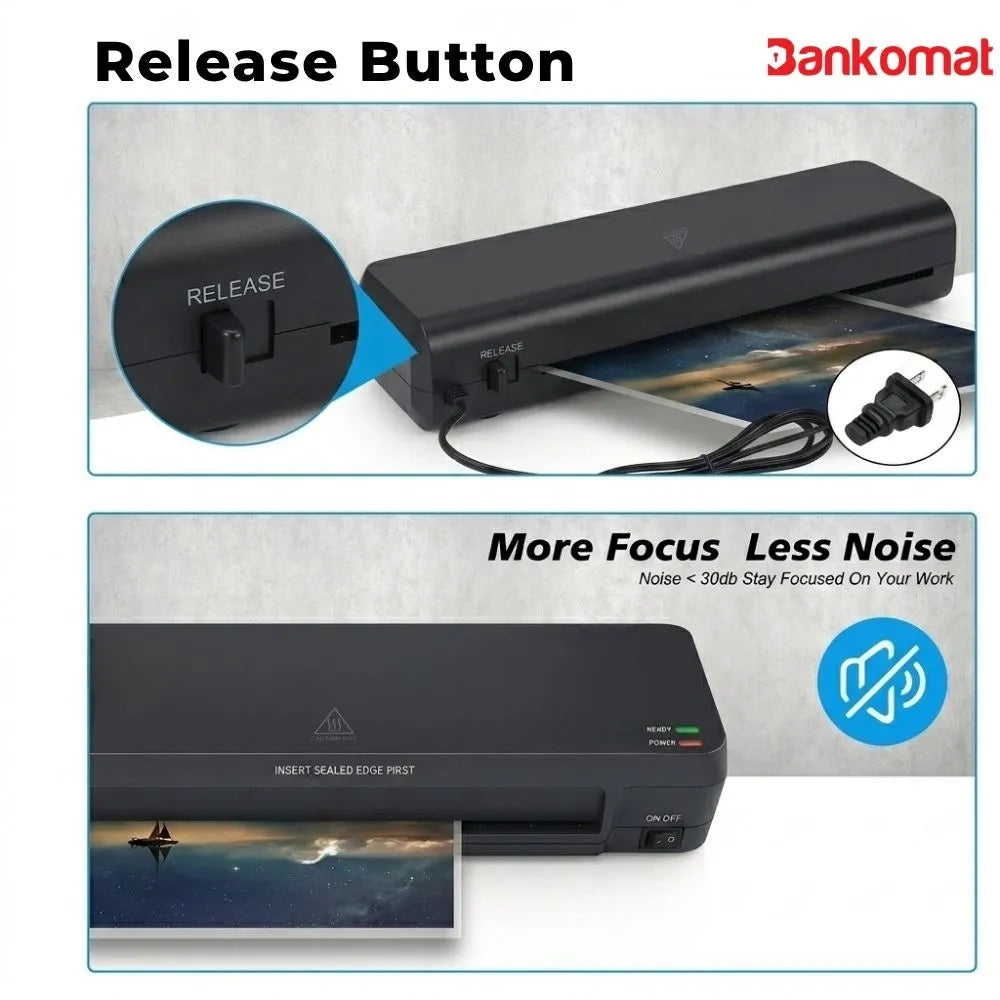 Bankomat A4 Thermal Laminator Machine | Fast Warm-Up, Jam-Free, Photo Safe