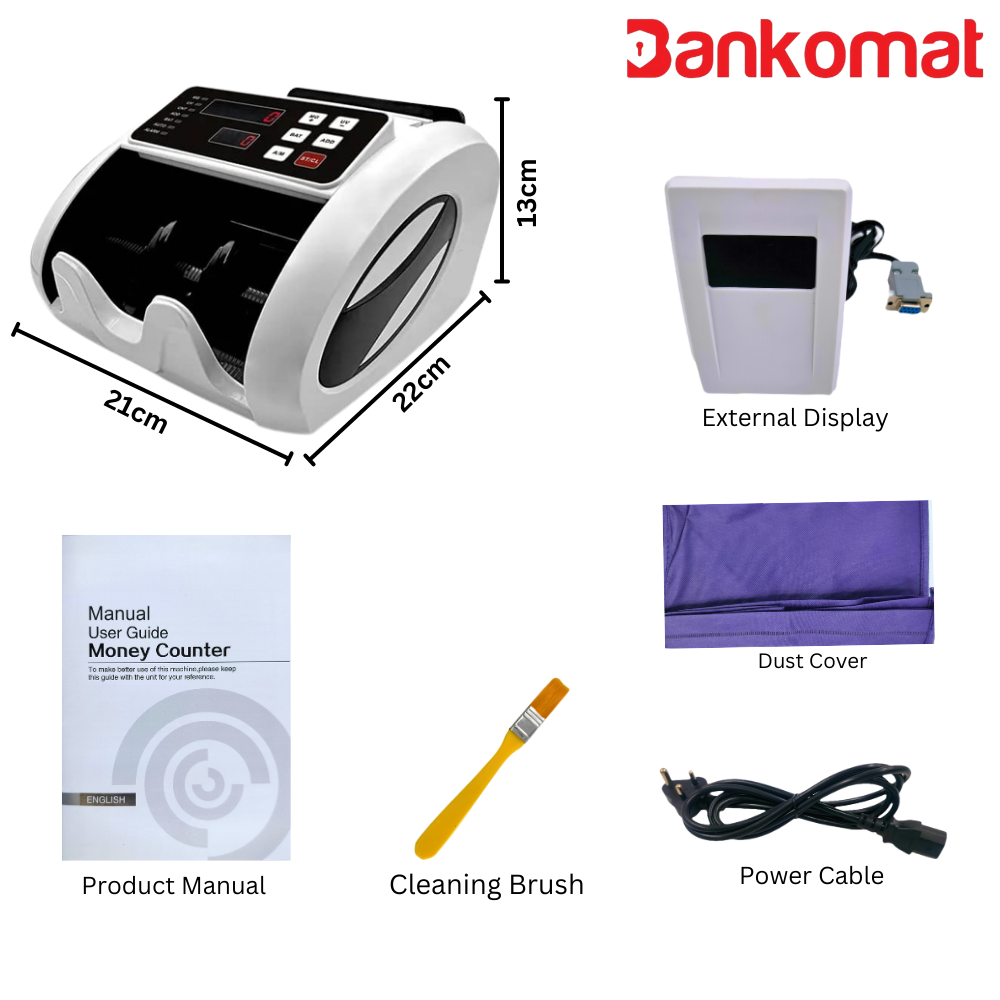 BANKOMAT Money/Currency/Cash/Bill Machine with Fake Note Detection, Batch Mode & Fast Countertop Currency Detector