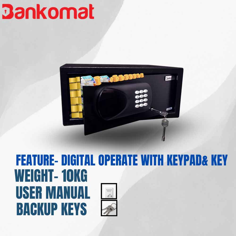 BANKOMAT Digital Safe With Electronic Keypad Lock System For Home, Office & Hotel (BMT-195TB)