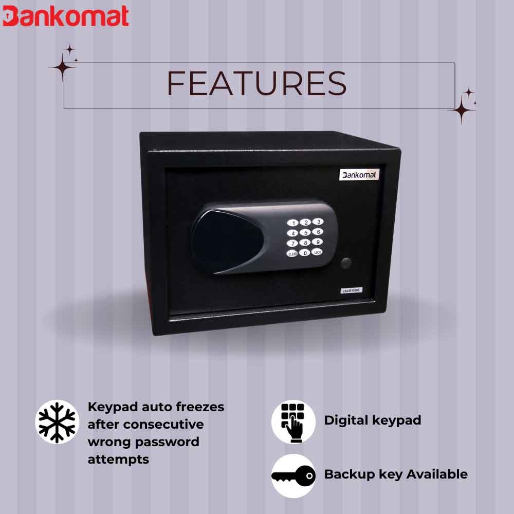 BANKOMAT Digital Safe With Electronic Keypad Lock System For Home, Office & Hotel (BMT-25TB)