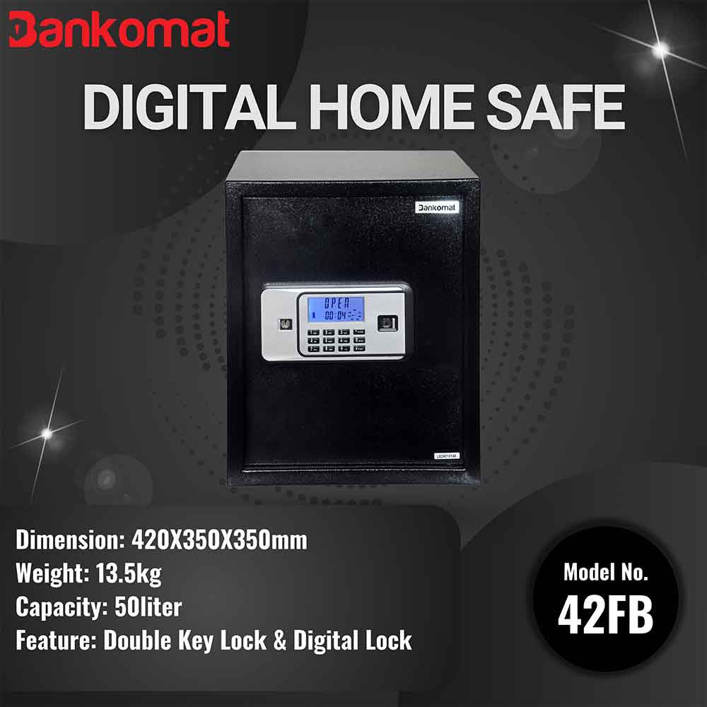 BANKOMAT Digital Safe With Electronic Keypad Lock System For Home, Office & Hotel (BMT-42FB)