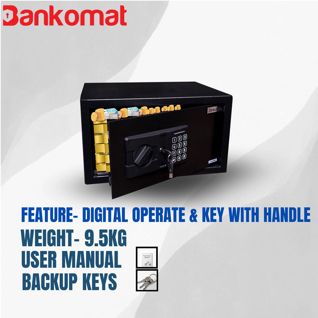 Bankomat Digital Safe With Electronic Keypad Lock System For Home, Office & Hotel Black Safe Locker (BMT23DN)