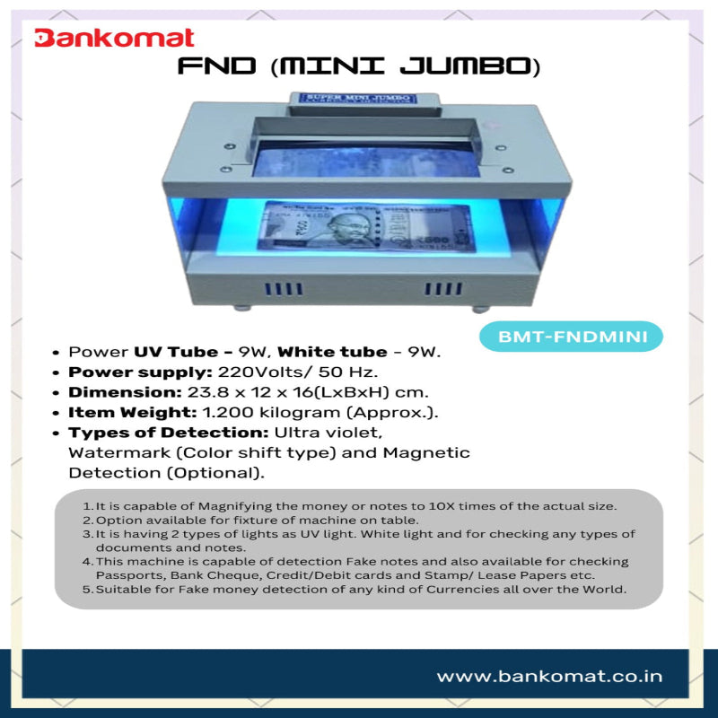 BANKOMAT Fake Cash Detector Machine BMT-FNDMINI