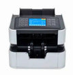 White and black cash counting machine with digital keypad and display screen for banks