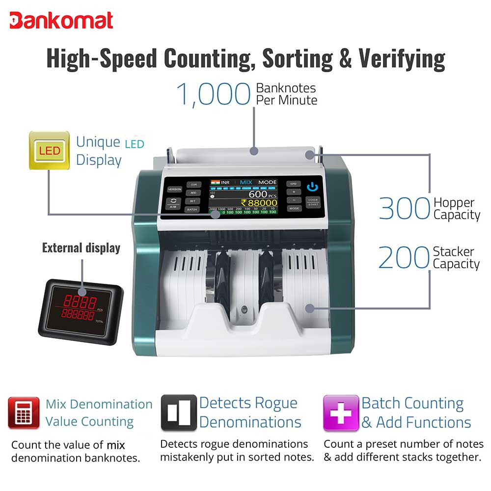 BANKOMAT  CASH COUNTING MACHINE BMT-860 Green