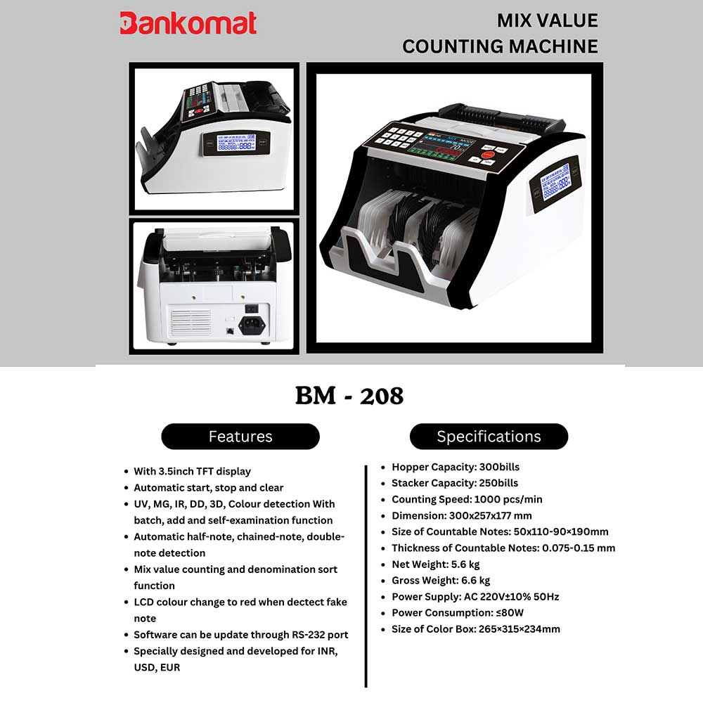 Cash Counting Machine BM - 208 Mixed