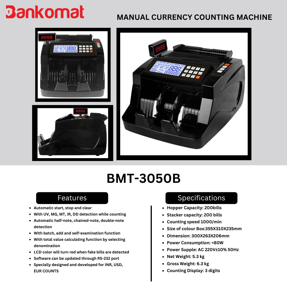 BANKOMAT Cash Counting Machine BM - 70B Manual