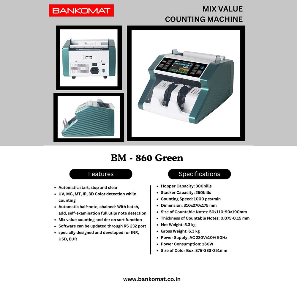 BANKOMAT  CASH COUNTING MACHINE BMT-860 Green
