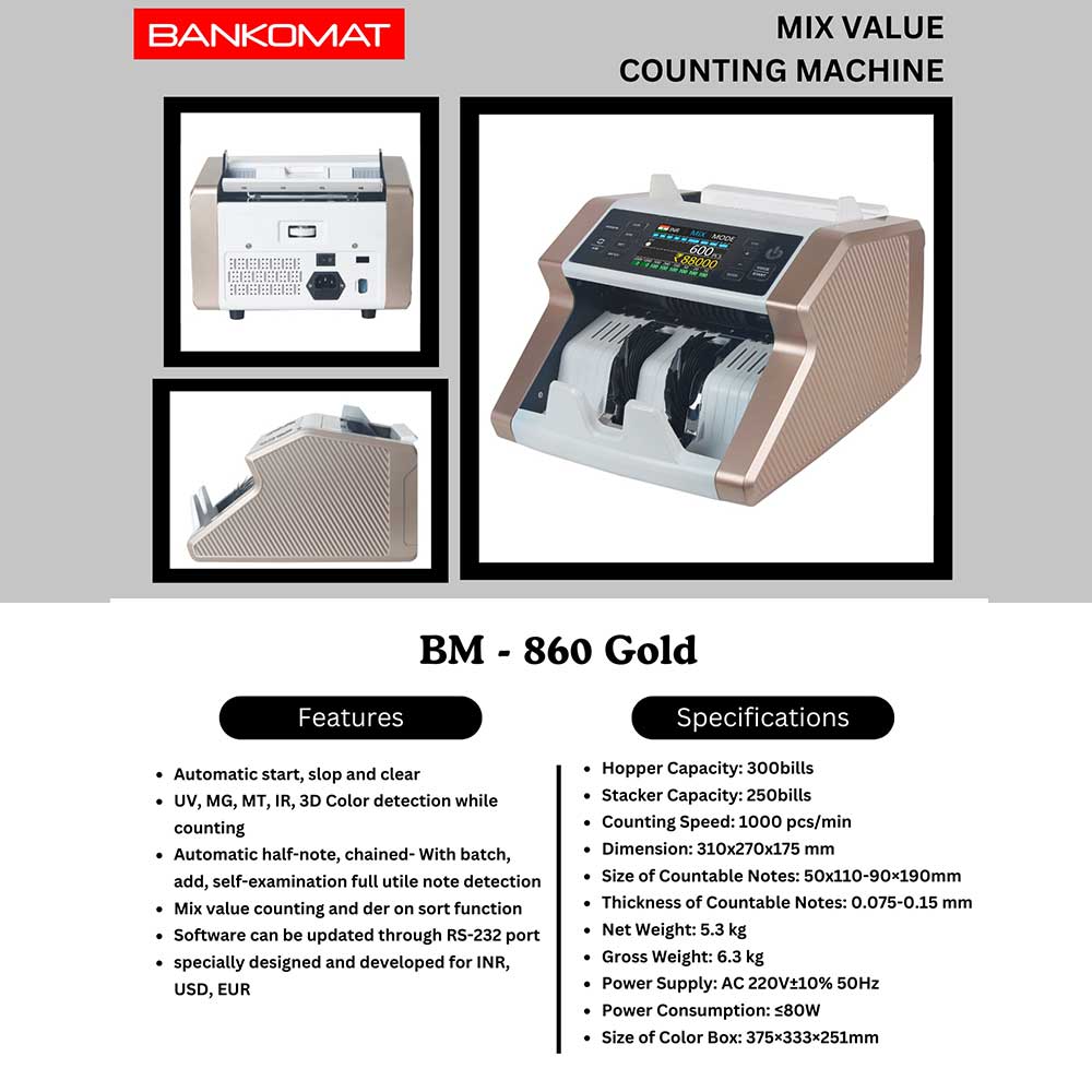 BANKOMAT CASH COUNTING MACHINE BMT-860 Gold