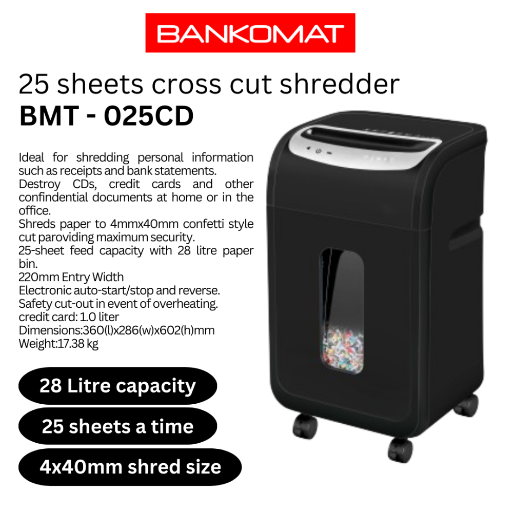 BANKOMAT PAPER SHREDDING/CUTTING MACHINE BMT-025CD