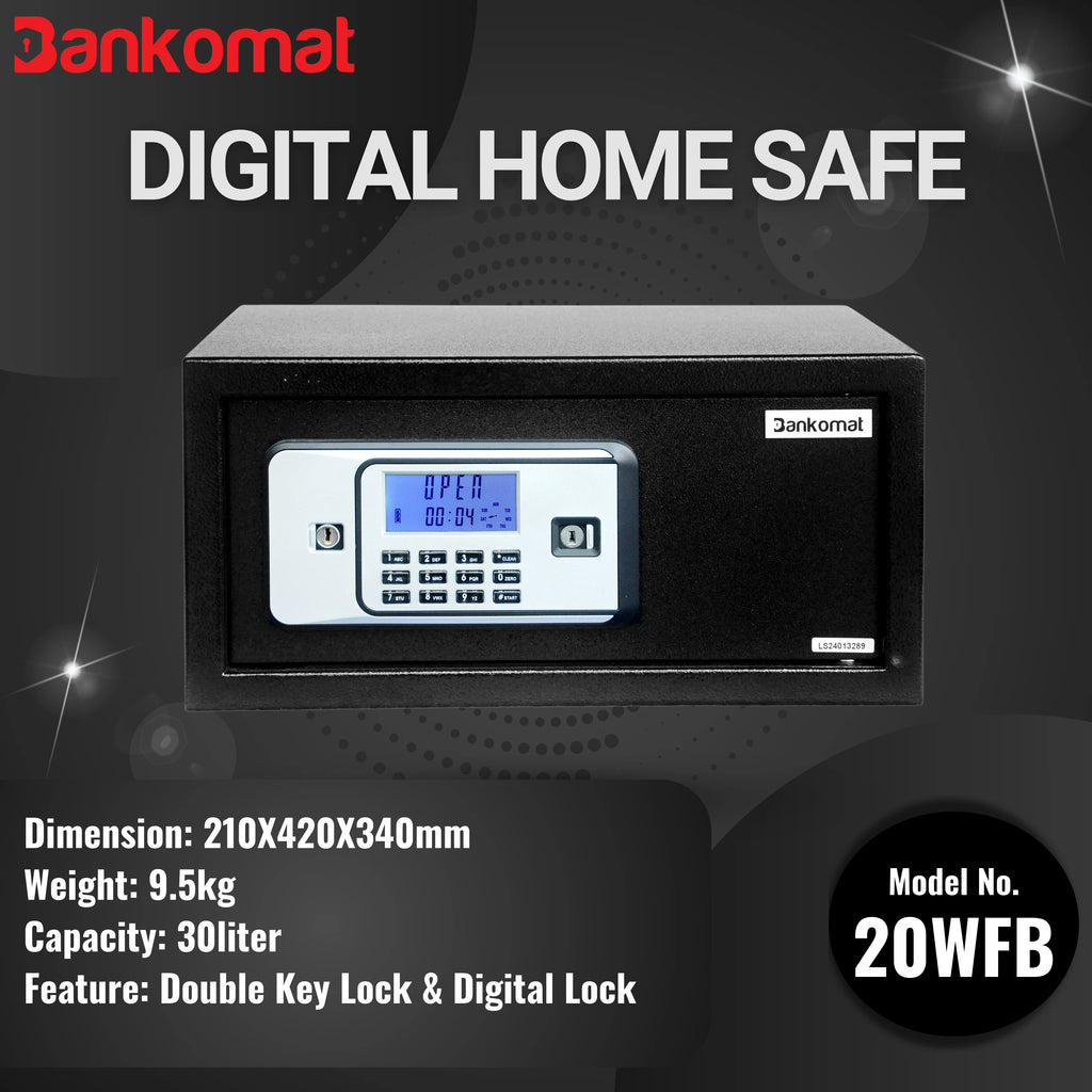 BANKOMAT Digital Safe With Electronic Keypad Lock System For Home, Office & Hotel (BMT-20WFB)