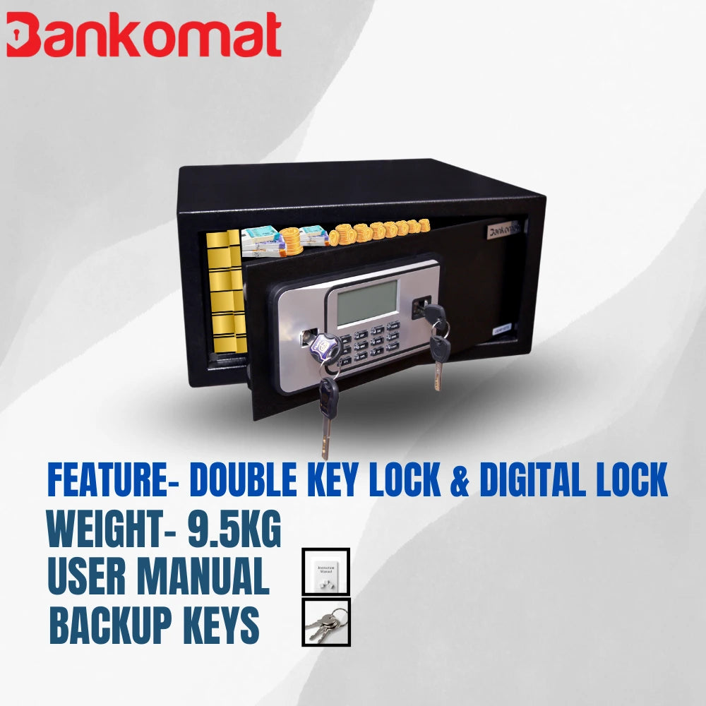BANKOMAT Digital Safe With Electronic Keypad Lock System For Home, Office & Hotel (BMT-20WFB)