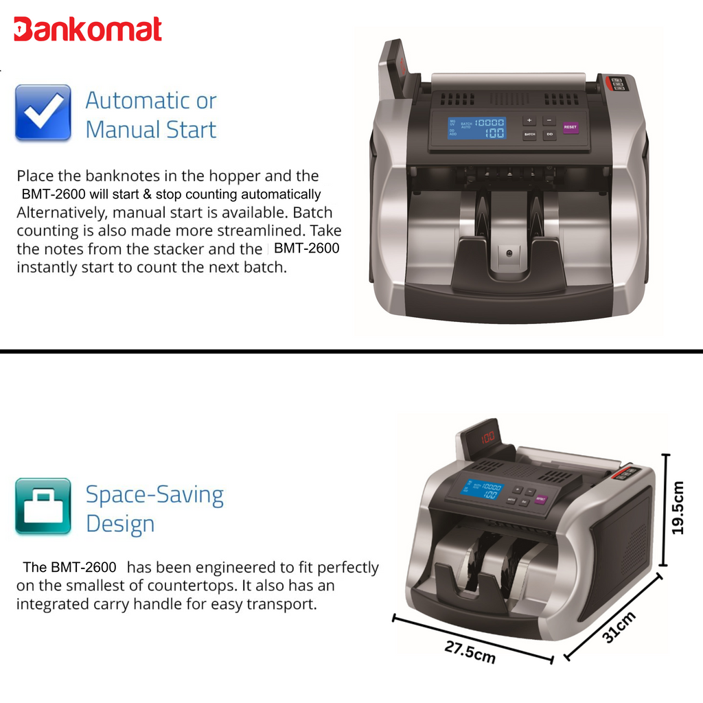 BANKOMAT BASIC NOTE COUNTING MACHINE  – BMT-2600 Basic