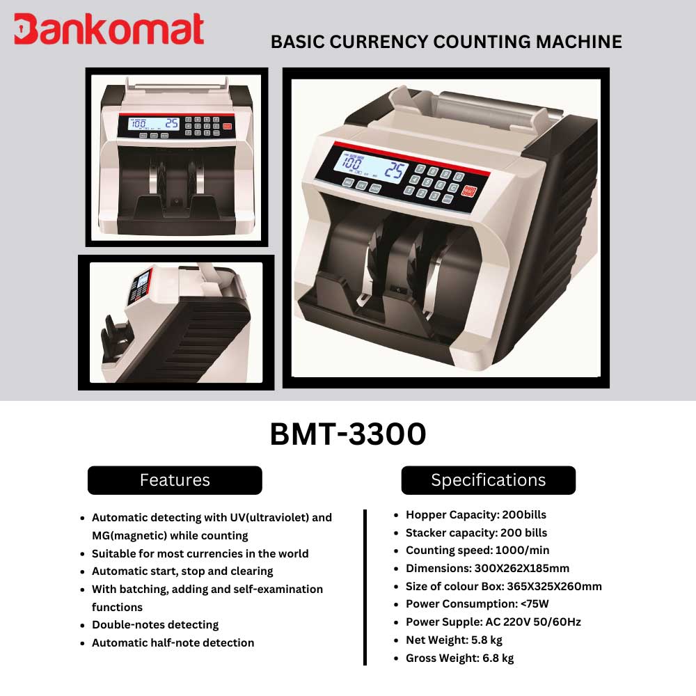 BANKOMAT NOTE COUNTING MACHINE BMT-3300 Basic