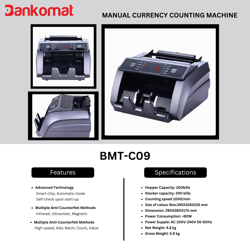 BANKOMAT Premium Quality Bill/Note/Currency with Fake Note Detection, Batch Mode & Fast Note Counting Machine