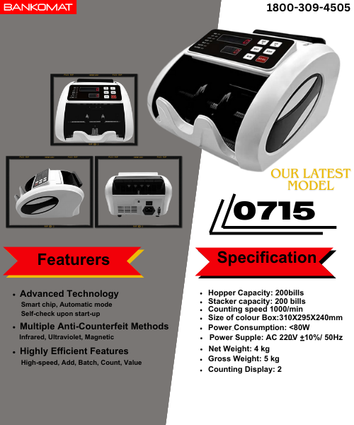 BANKOMAT Note Counting Machine BMT-715 Manual
