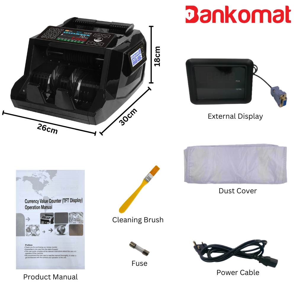 BANKOMAT Mix Cash Value Counting Machine with Fake Cash Detection Fully Automatic Cash Counting Machine