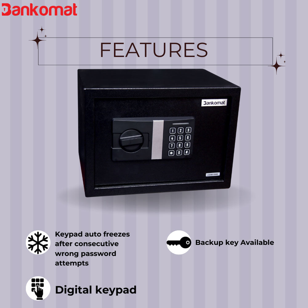 BANKOMAT Digital Safe With Electronic Keypad Lock System For Home, Office & Hotel (BMT-25DN)