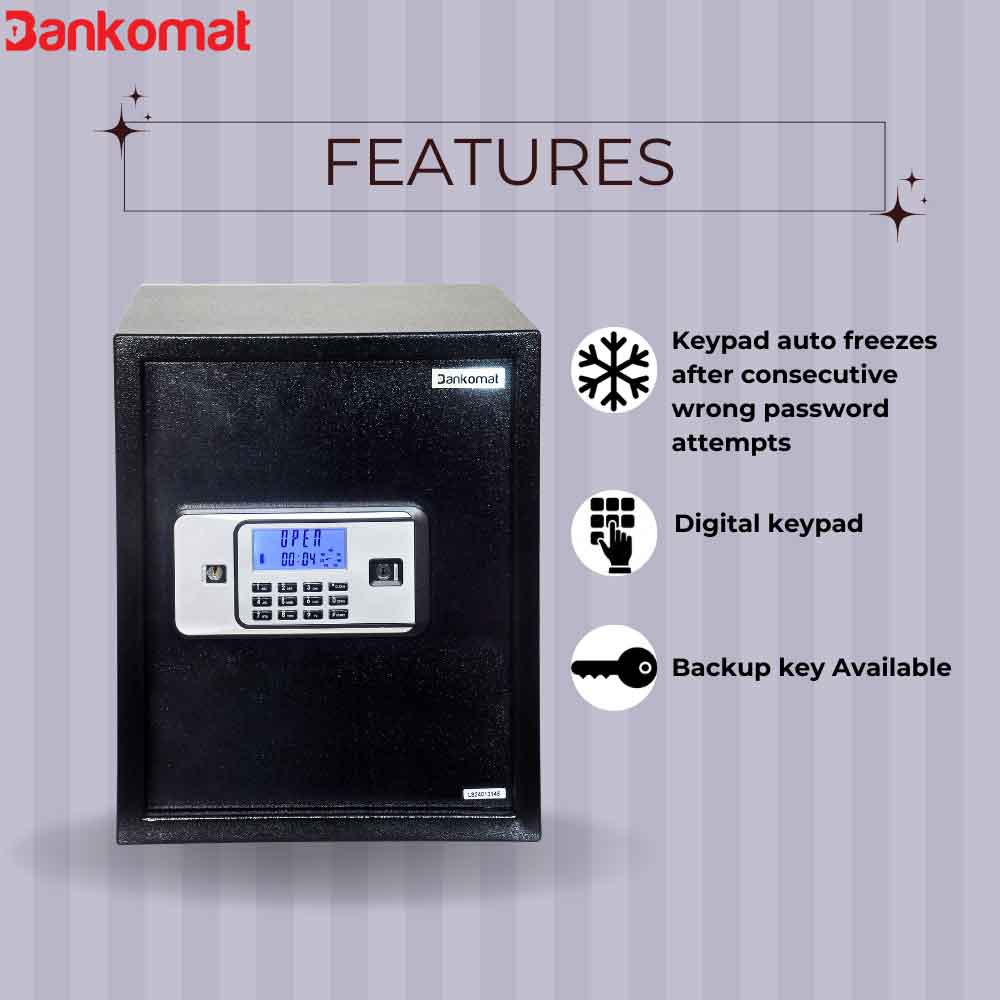 BANKOMAT Digital Safe With Electronic Keypad Lock System For Home, Office & Hotel (BMT-42FB)