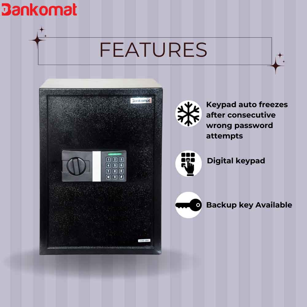 Bankomat Digital Safe With Electronic Keypad Lock System & Safety for Jewellery, Money & Other Valuable Things (BMT-50DN)