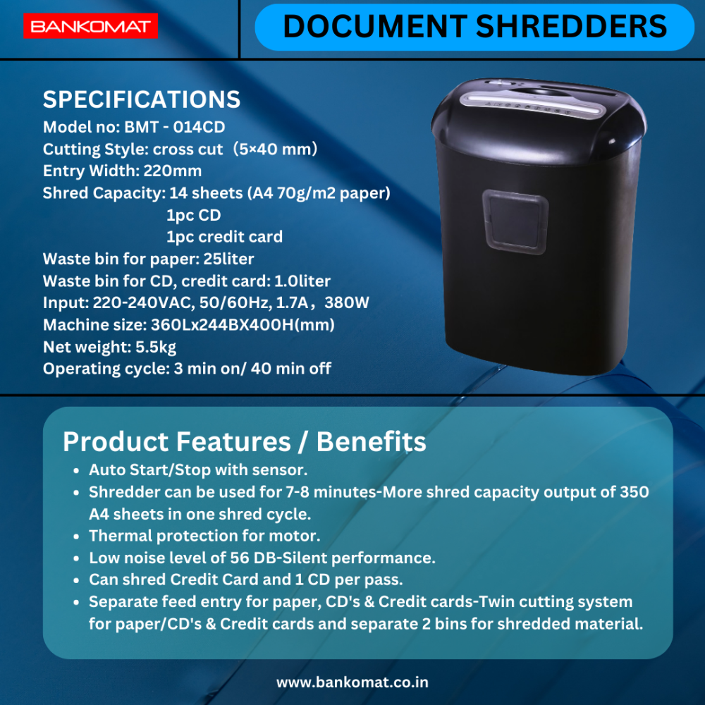 BANKOMAT PAPER SHREDDING/CUTTING MACHINE BMT-014CD